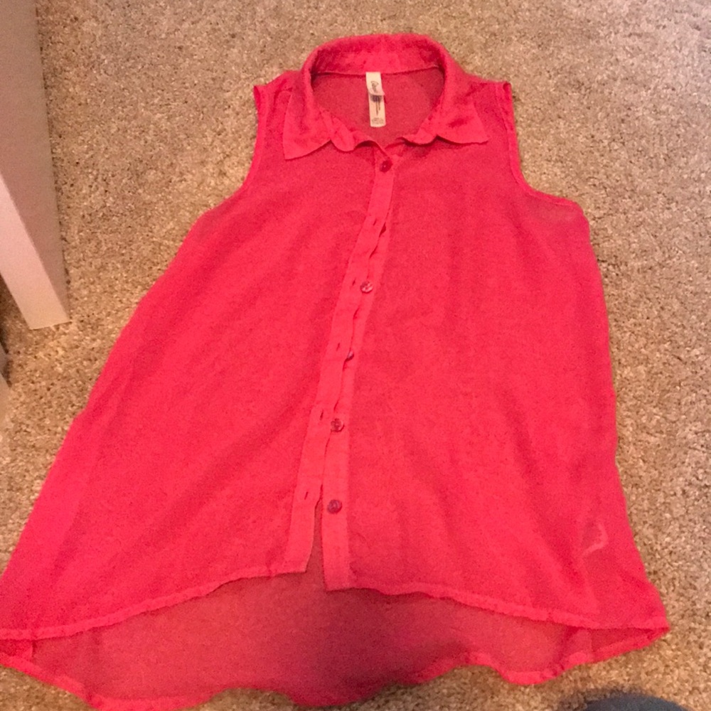 Sheer pink tank top